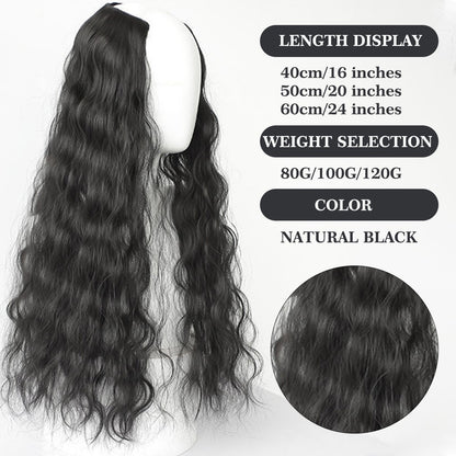Ocelot Peruca de extensão de cabelo sintético ondulado de 40-60 cm com ondulação natural da água, acessórios de cabelo femininos, extensão de cabelo longo e cacheado