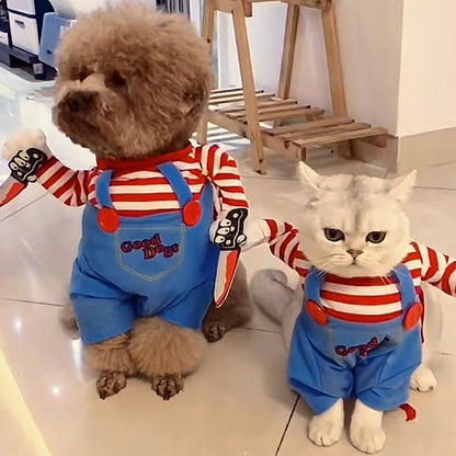 Roupa Engraçada Para Gatos, Trajes de Cosplay de Halloween Para Cães Pequenos e Médios, Gatos, Macacões Criativos Para Festas de Animais de Estimação, Casaco Macio e Quente Para Gatos