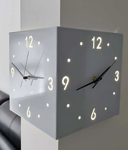 Corner Modern Wall Clock, Stylish Double-sided Luminous Wall Clock, Sensor Luminous Corner Wall Clock, Mute Wall Clock