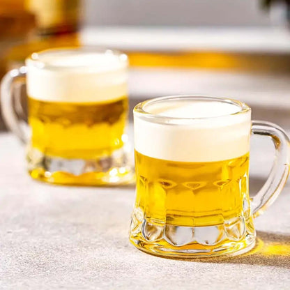 1/6Pcs Mini Clear Beer Stein, 2oz Beer Mugs, Shot Glasses for Drinking Beer Festival Birthday Party Supplies, Wedding Wine Glass