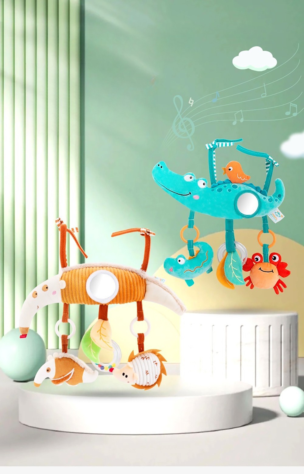 Brinquedos de Arco para Carrinho de Bebê, Brinquedo para Pendurar no Assento do Carro, Pelúcia Macia para Bebês com Som de Sinos de Vento, Bonecos para Bebês, Presente para Recém-Nascidos