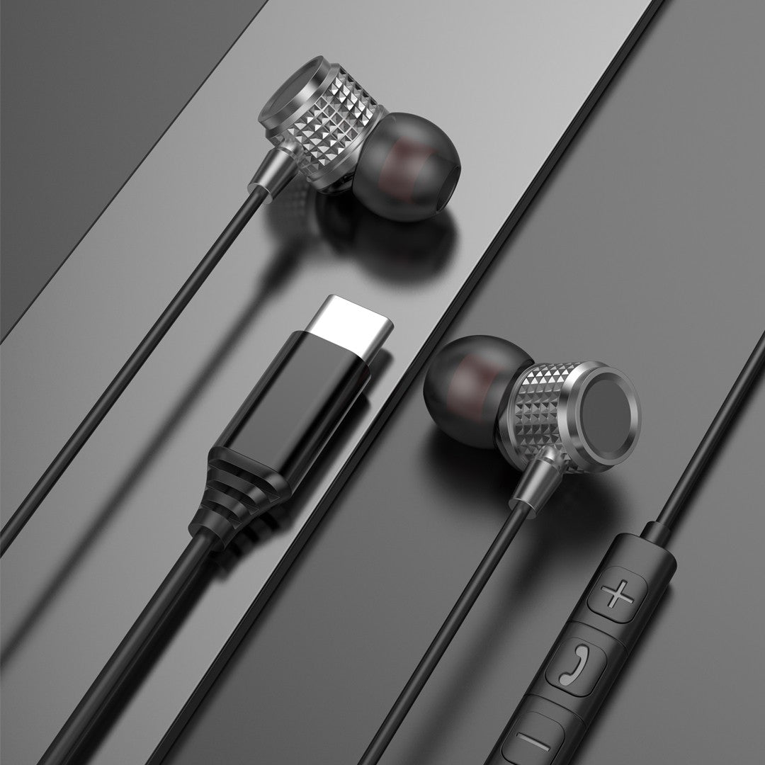 USB Type C Earbuds Metal Heavy Bass Earphones In Ear Noise Reduction 3.5mm Wired Headphones with Mic for Samsung Galaxy iPhone