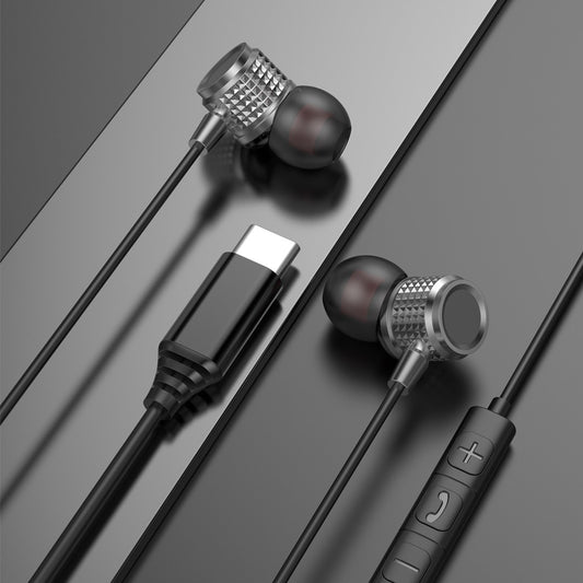 USB Type C Earbuds Metal Heavy Bass Earphones In Ear Noise Reduction 3.5mm Wired Headphones with Mic for Samsung Galaxy iPhone