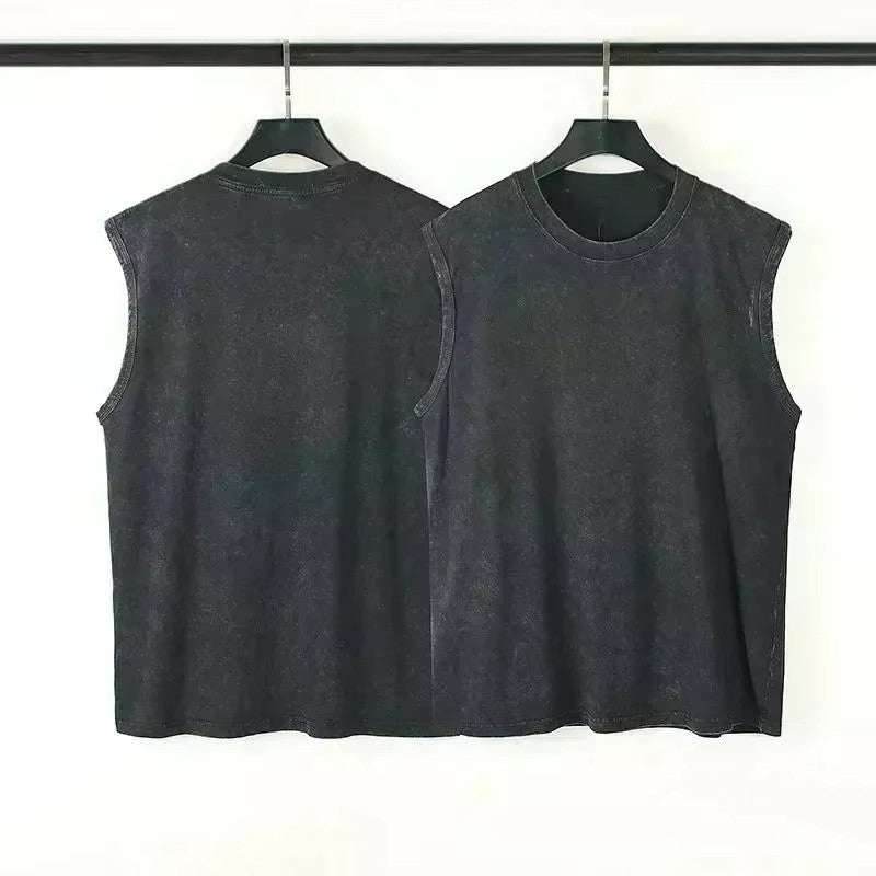 2025 Gothic Washed American Vintage Tank Tops Man Sleeveless Shirt Summer New Trendy Y2k Clothes Casual Gym Vest Oversized