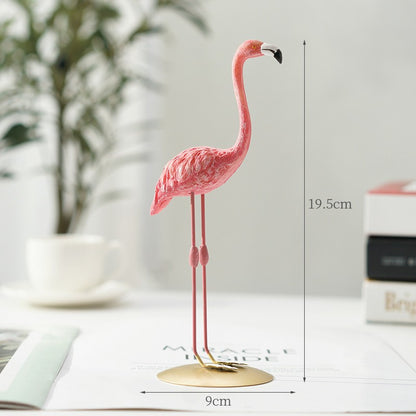 Nordic Home Decor Accessories Creative Resin Flamingo Figurines Pink Sculpture Animal Model Living Room Desktop Ornament Crafts