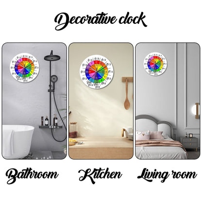 Personalized Music Five-Circle Music Theory Pattern Tempered Glass Wall Clock Living Room Bedroom Kitchen Home Decoration Wall Clock Silent Quartz Clock Holiday Gift 12 Inches 14 Inches 16inch (Without Batteries)