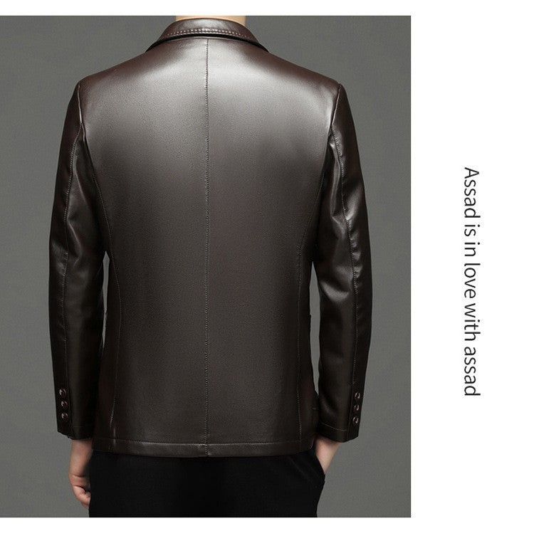 2025 Autumn Winter Men's Genuine Leather Blazers Jackets Slim Fit Suits Coats Business Casual Genuine Leather Suits Jackets Male