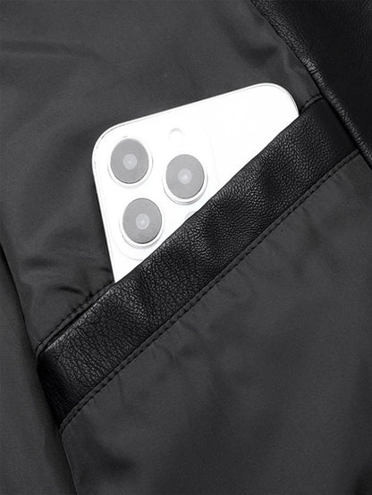 Men'S Baseball Jacket - Windproof Warm Coat with Zipper Closure, Brown & Green Accent Jacket, Non-Stretch Shell for Casual Outer