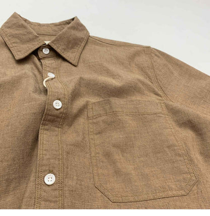 Sold Color Mens Cotton Linen Shirts Harajuku Casual Simple Comfortable Long Sleeve Loose Buttons Blouses Shirt With Chest Pocket