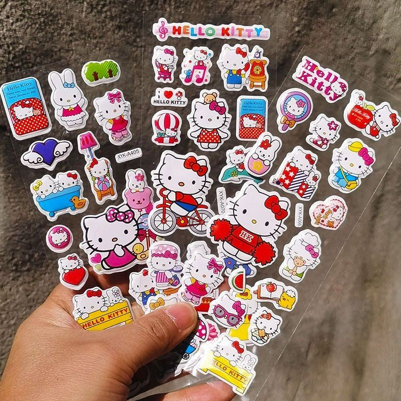 6/12pcs 3D Cartoon Kitty Puffy Stickers Sheets Kids Boys Girls Reward Bulk Assorted Scrapbook Stickers Party Favors Gifts DIY