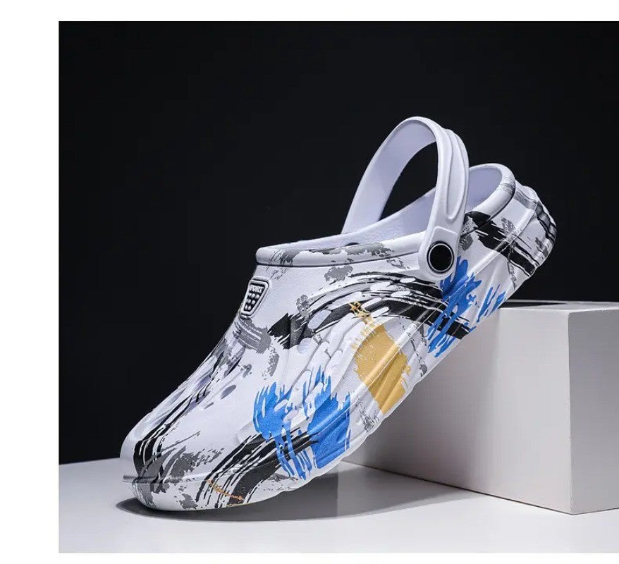 Men's Summer Camouflage Graffiti Sandals Garden Clogs Shoes Men Outdoor Beach Anti-skid Slippers Indoor Home Shoe big size 45-49