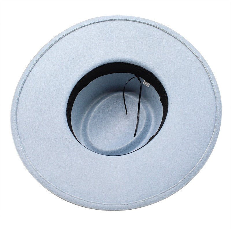 Classic British Style 9.5CM Big Wide Brim Fedora Hat For Women Fashion Autumn Winter Felt Church Hats Wedding Dress Jazz Cap