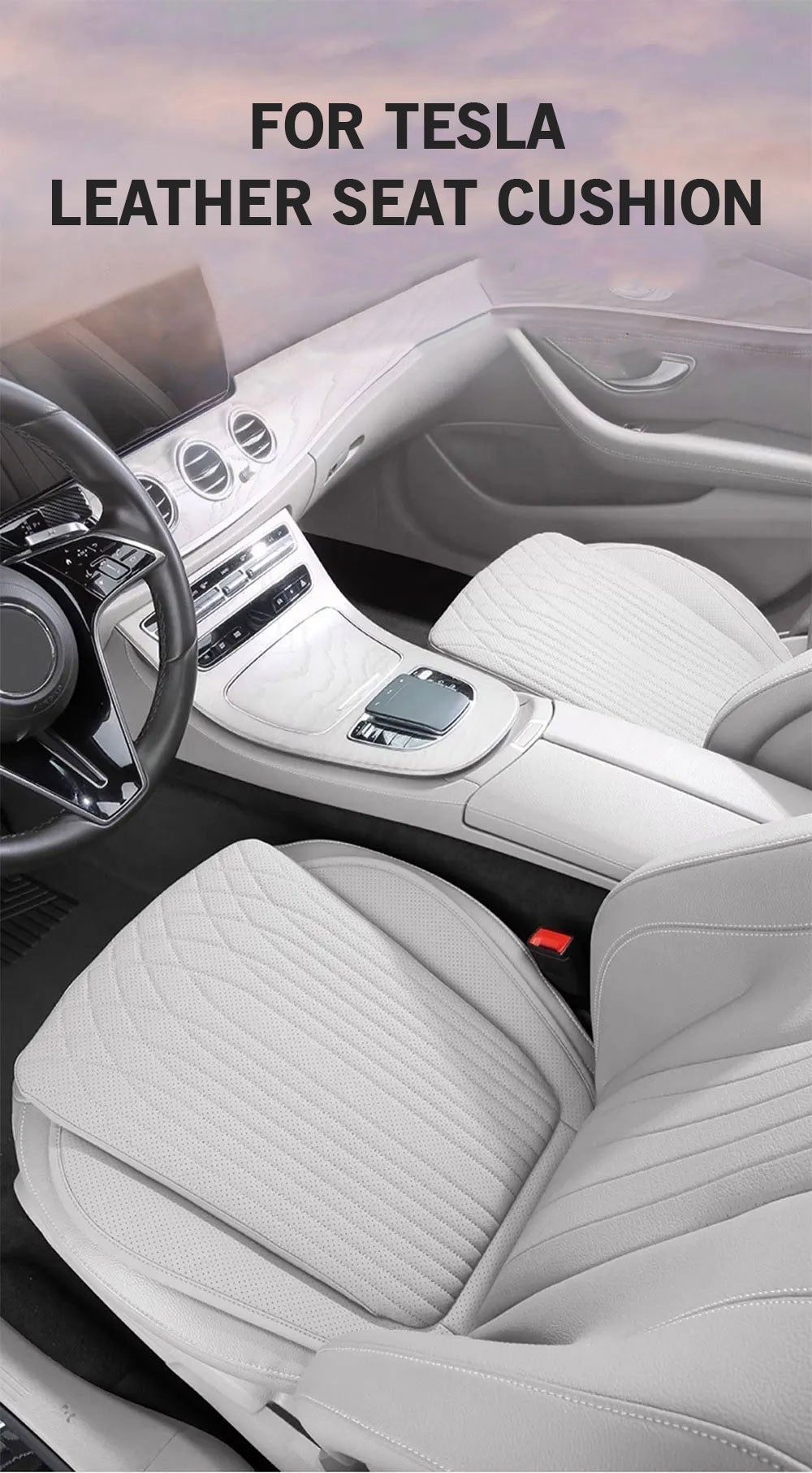 For Tesla Car Cushion Nappa Leather Breathable Non-slip Car Seat High Rebound Pad Seat Cushion Four seasons Universal Auto Seat