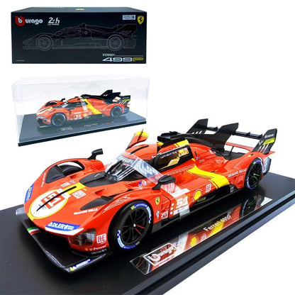 Bburago 1:18 2024 Wec QatarFerrari 499p 24h Lemans Modificata 24 Racing No83 Miniature Diecast Model Toys Acrylic Box Black #51
