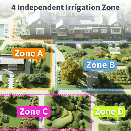 Diivoo Water Timer 4 Zone Garden Programmable Automatic Irrigation Timer with Rain Delay Manual/Auto Mode Watering for Lawn Yard