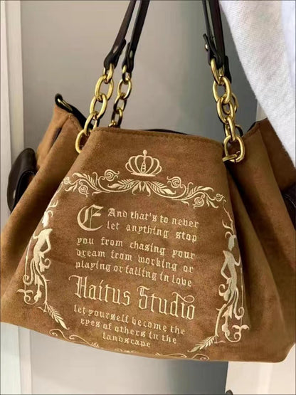 bags woman season 2024 spring summer Y2k Shoulder Bag embroidery  vintage handbags Large capacity letter bag pink bag