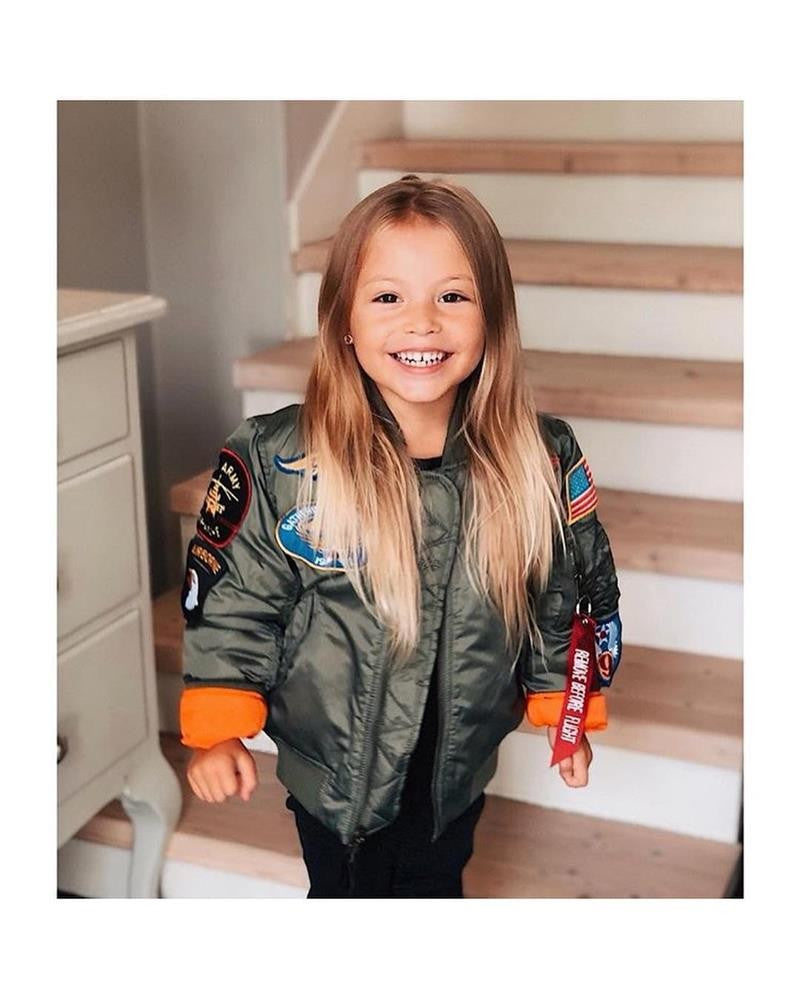 2023 Military Pilot Flight Quilted Winter Kids Toddler Clothes Boys Girls Satin Letterman Varsity Bomber Jacket with Patches