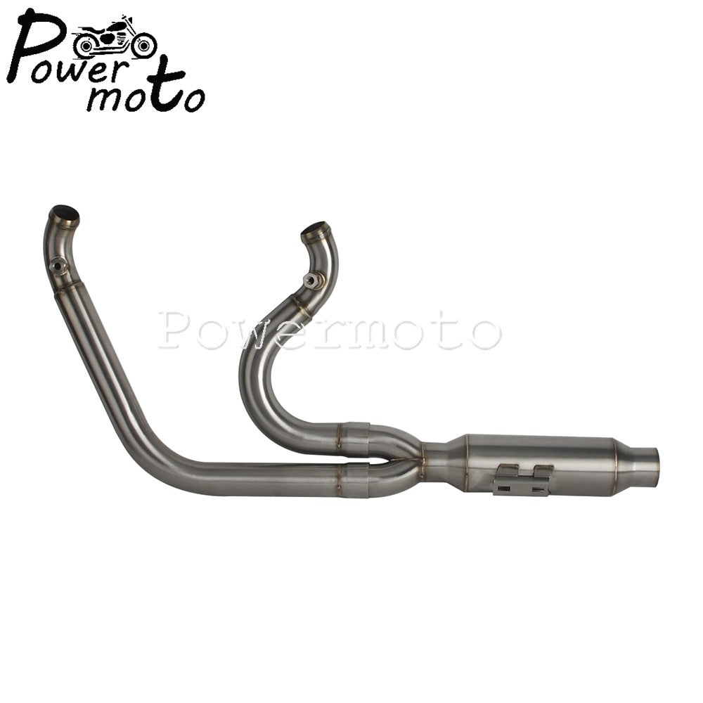 Big Bore Stepped 1 3/4" to 2" head pipe 2-into-1 Exhaust Pipe For Harley Dyna Fat Bob CVO Low Rider Street Bob Super Glide 06-17