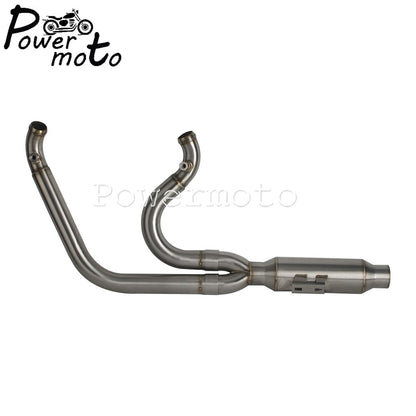Big Bore Stepped 1 3/4" to 2" head pipe 2-into-1 Exhaust Pipe For Harley Dyna Fat Bob CVO Low Rider Street Bob Super Glide 06-17