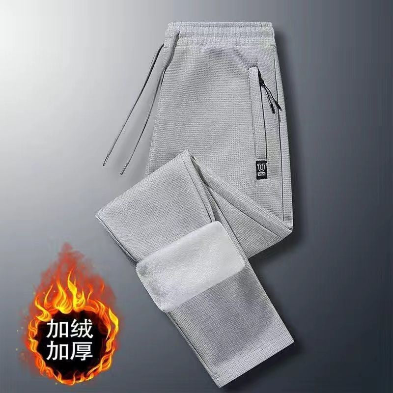 Winter Warm Lambswool Sweatpants Men's Plush Thicken Casual Joggers Trousers Male Fashion Loose Soft Waterproof Cargo Down Pants