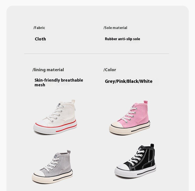 Spring and Autumn New Children's Canvas Shoes Boys High-Top White Shoes Girls Casual Shoes Parent-Child Shoes Board Shoes