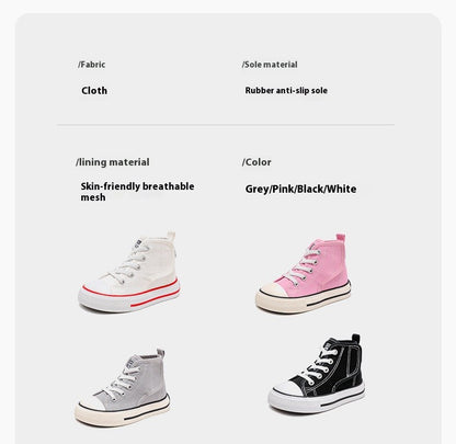 Spring and Autumn New Children's Canvas Shoes Boys High-Top White Shoes Girls Casual Shoes Parent-Child Shoes Board Shoes