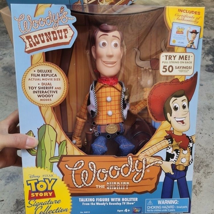 Bonecos de Ação Woody Disney Pixar Toy Story 40cm com Som de Filme em Inglês, Boneco de Personagem, Vaqueiro de Pano, Presente de Aniversário para Crianças