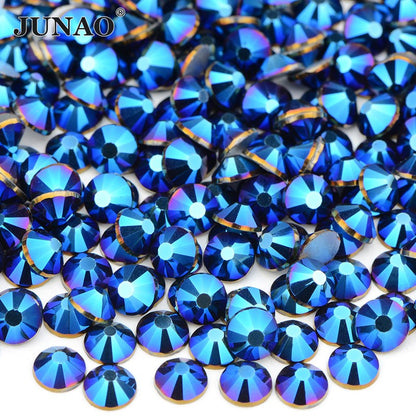 JUNAO Wholesale SS6 SS10 SS12 SS16 SS20 SS30 Flatback Glass Rhinestones Clear Cr