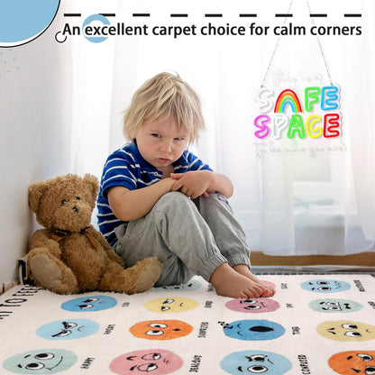 VIKAMA Calming Down Corner Items Classroom Rug Feelings Chart Emotion Reading Corner Soft Mental Health Area Rug School Decor