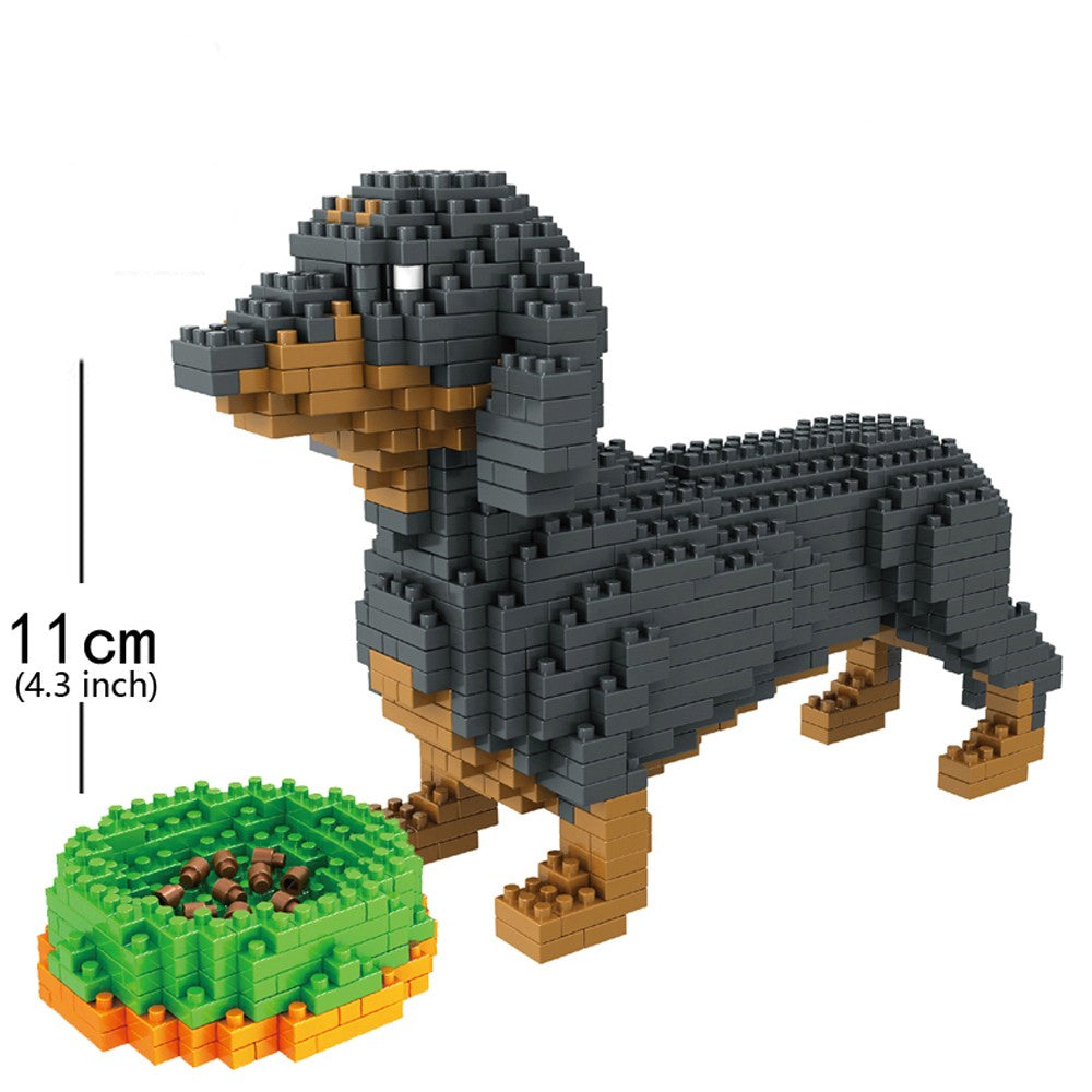 KNEW BUILT Modelo de Cachorro Dachshund Micro Mini Blocos de Construção Conjunto Brinquedos Educacionais Recreativos Presente para Amantes de Pets Peças de Decoração