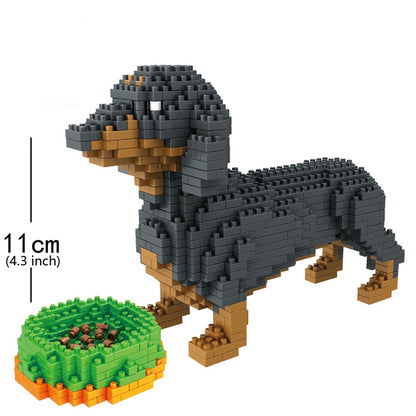 KNEW BUILT Modelo de Cachorro Dachshund Micro Mini Blocos de Construção Conjunto Brinquedos Educacionais Recreativos Presente para Amantes de Pets Peças de Decoração
