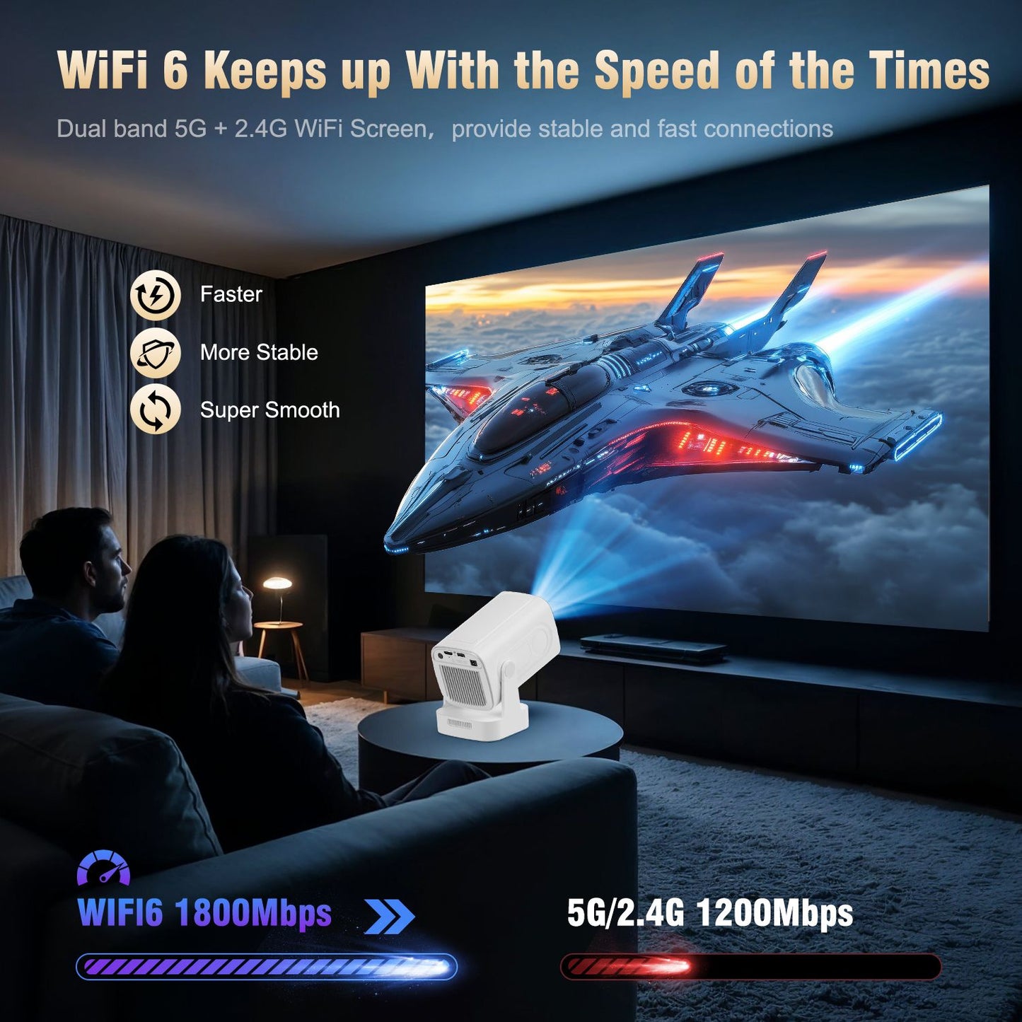 Projetor Magcubic HY310 Android 11 1080P 4K WiFi6 Portátil para Filmes ao Ar Livre 330 ANSI Foco Automático BT5.4 Air Mouse