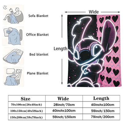 Disney Dream Stitch Print Blanket Multifunctional Flannel Blanket Birthday Gift for Home Outdoor Travel Camping Nap Cover