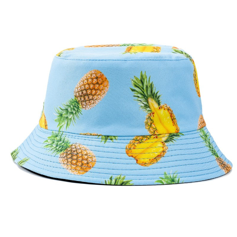 Chapéu Bucket Unissex Quente de Verão com Estampa de Frutas, Dupla Face, Chapéu de Sol Feminino, Chapéu Panama Clássico Masculino