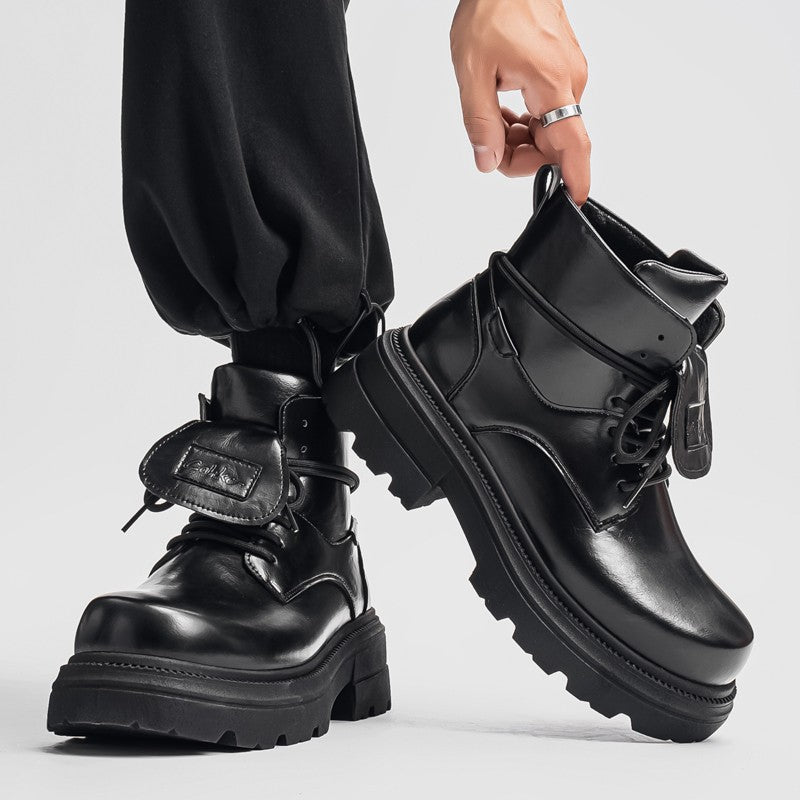 2025 Men's Autumn and Winter Derby Shoes: Thick-soled height-increasing large-head thick-soled high-top shoes.