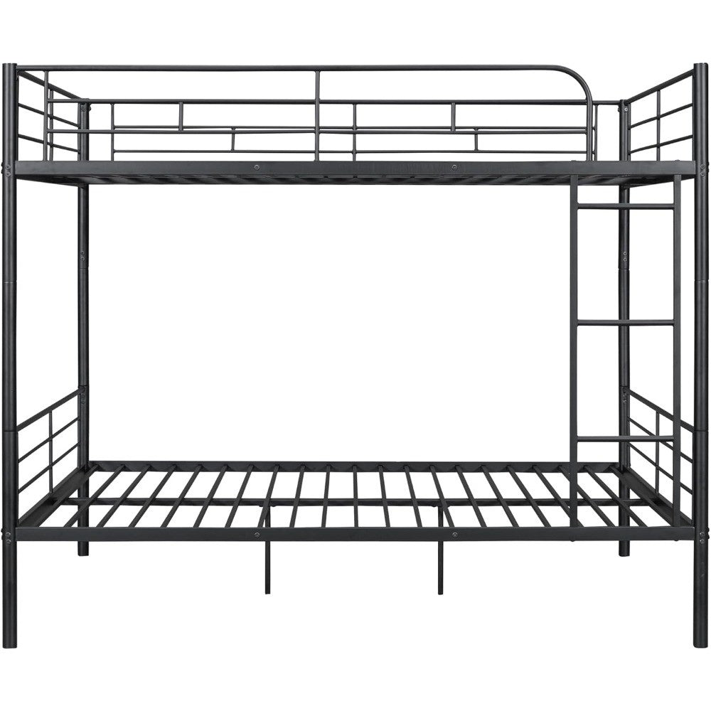 Full Over Full Metal Bunk Bed with Ladder and high Guardrail, Able to Split, Storage Space, No Box Spring Needed, Noise Free