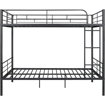 Full Over Full Metal Bunk Bed with Ladder and high Guardrail, Able to Split, Storage Space, No Box Spring Needed, Noise Free