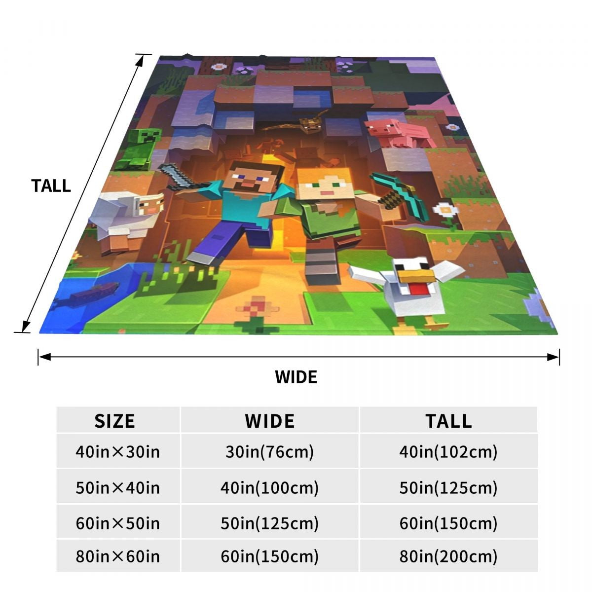 Cartoon Mines Pixel Game Crafts Flannel Blanket Super Warm Throw Blanket for Home Decor Decorative Street Trend Bedspread