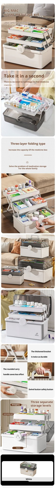 1pc White Large Capacity Medicine Box For Home Medicine Storage Multi Layer Classification Home Medicine Box