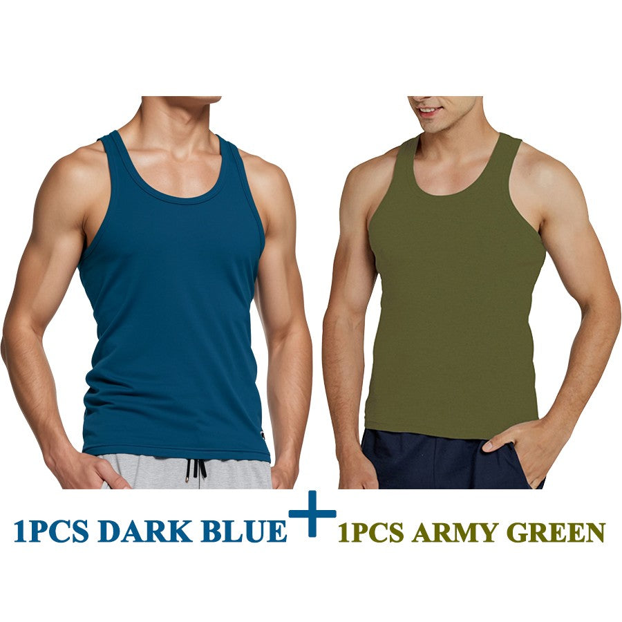 Tank Tops Men New 100% Cotton Solid Vest Mens Slim Casual Breathable Sleeveless