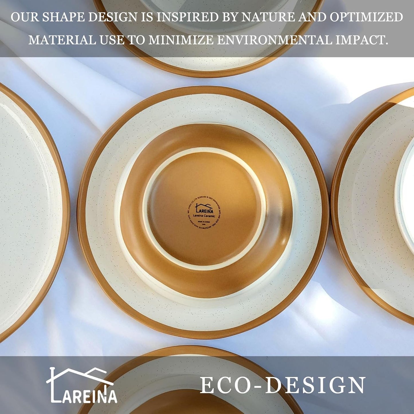 Plates and Bowls Set, 12 Pieces Farmhouse Ceramic Dinnerware Sets, Scratch Resistance, Dishwasher Microwave Safe, Vanilla White