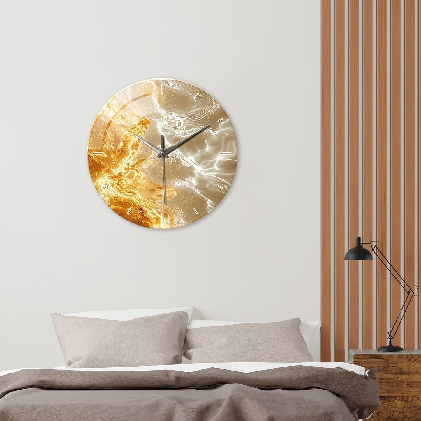 1pc glass wall clock, modern light luxury gold design wall clock, silent clock, home decoration, living room bedroom decoration