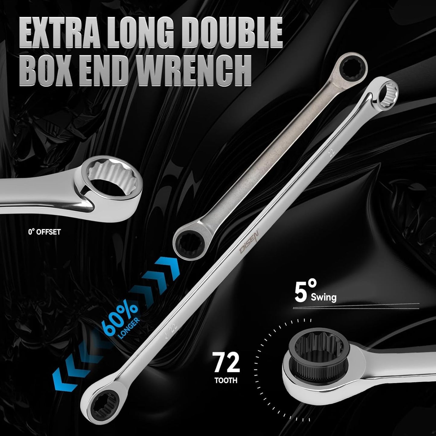 Conjunto de Chaves Catraca Extralongas 12+1 Peças, Métricas 8-22mm com Ferramenta Magnética para Presentes Masculinos