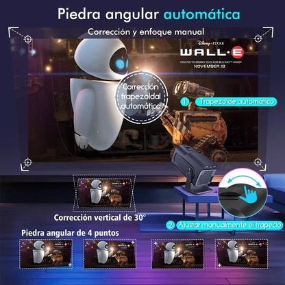 KaiAqua Mini Projetor HY320 NTV Android 13 com Amlogic S950D4 1080P 500 ANSI Lumens, WiFi Duplo, BT5.2 e Comando por Voz para Home Theater