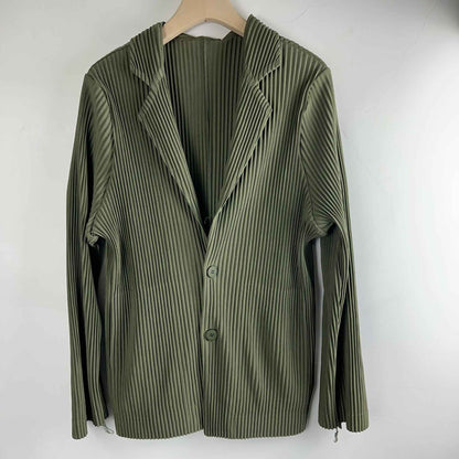 Miyake New 2025 Spring Suit Long Sleeve Pleated Pleated Men's Jacket Lapel Pleated Solid Color Fashion Loose Plisse Casual Top