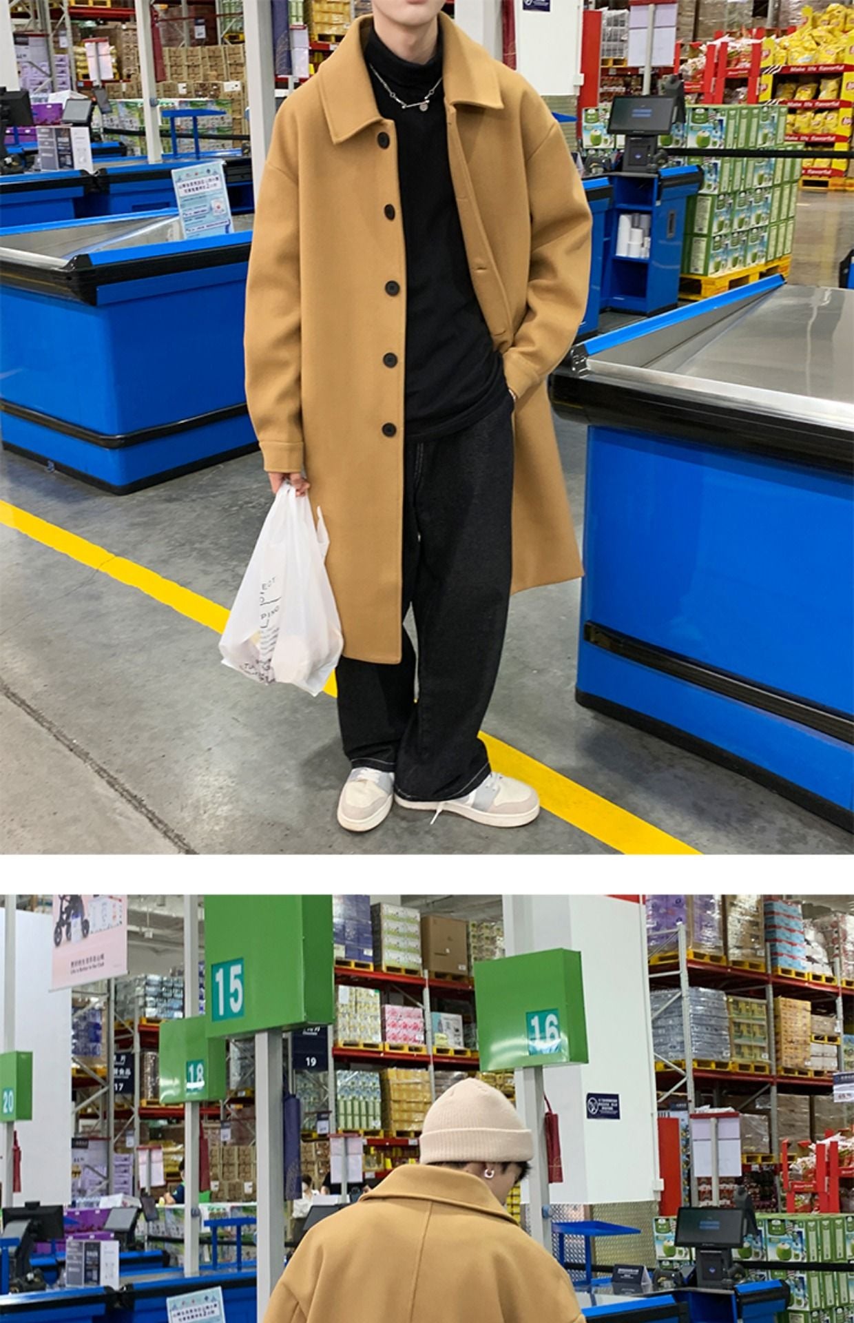 Blends Men X-long Autumn Winter Korean Style Trendy Loose Overcoats Solid Handsome All-match College Harajuku Clothing Mid-calf