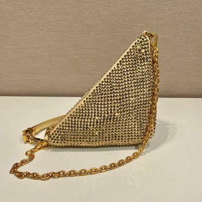 Luxury Designer Evening Clutch Bag Women's High Quality Famous Brand Rhinestone Chain Shoulder Bag 2025 Fashion Statement Purse