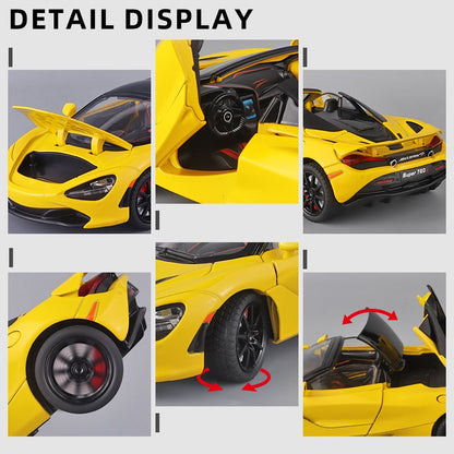 Mclaren 720s 1:24 Super Carro Esportivo Som e Luz Miniaturas Liga Fundido Modelo de Carro Presentes Para Namorado Brinquedos Para Crianças Presente Metal
