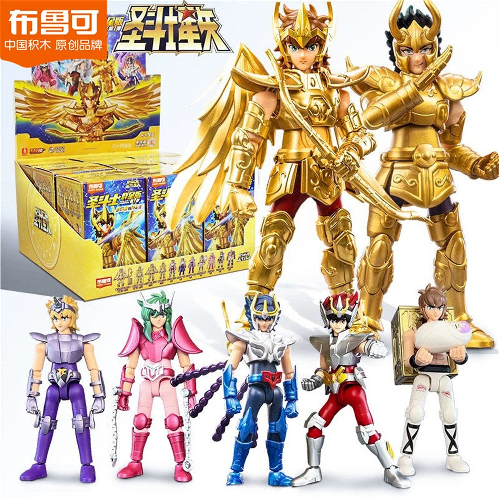 Blokees Gold Saint Boneco de Ação DIY Brinquedos de Montar Seiya Shiryu Hyoga Dohko Camus Shina Coleção de Blocos de Montar