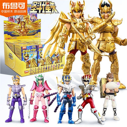 Blokees Gold Saint Boneco de Ação DIY Brinquedos de Montar Seiya Shiryu Hyoga Dohko Camus Shina Coleção de Blocos de Montar